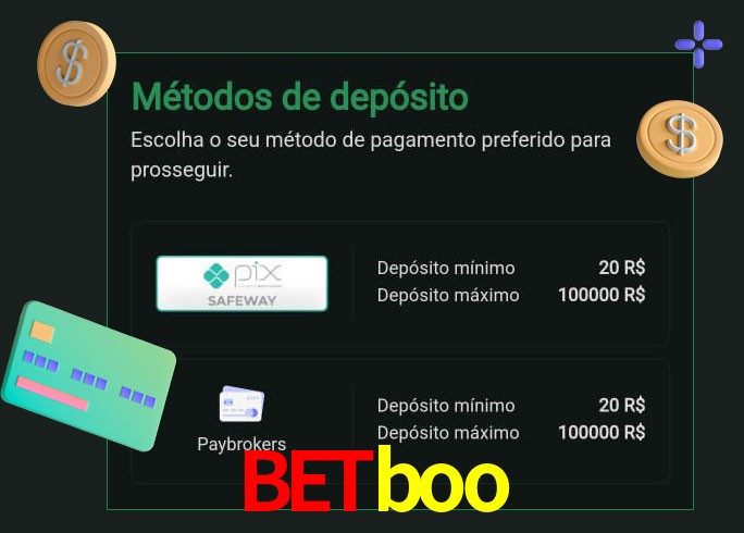 O cassino Betboo oferece uma grande variedade de métodos de pagamento
